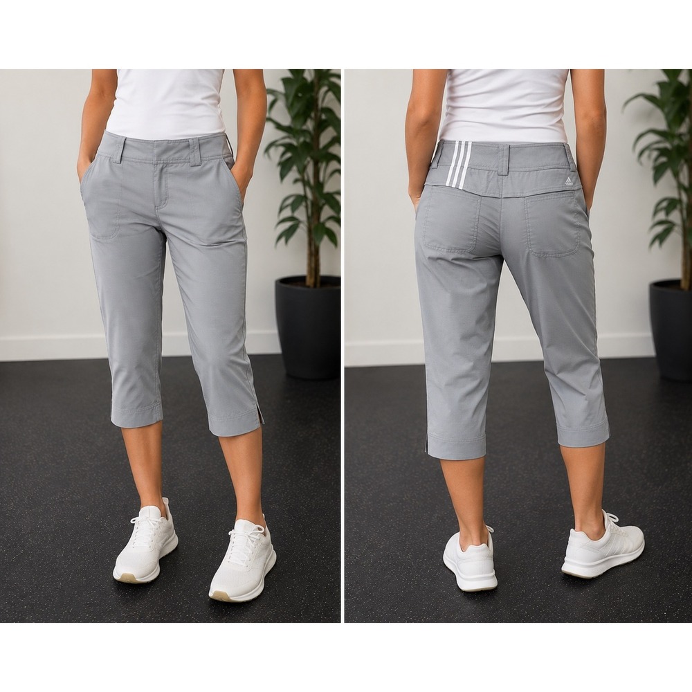 Adidas ClimaCool Golf Capri Pants Women 12 Gray Cropped Athletic Trousers